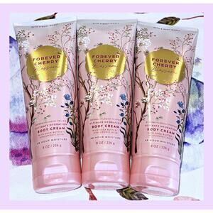 Bath & Body Works 8 oz Forever Cherry Blossom Ultimate Hydration Body Cream x3